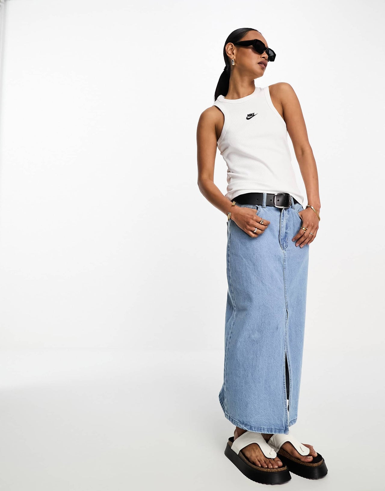 Nike Sport Utility ribbed tank in white