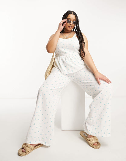 Daisy Street Plus linen smock top in ditsy floral co-ord
