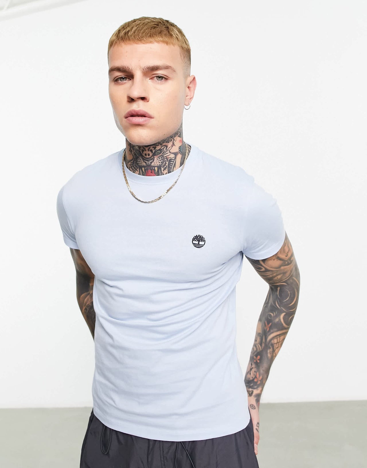 Timberland dunstan river small logo t-shirt in slim fit sky blue