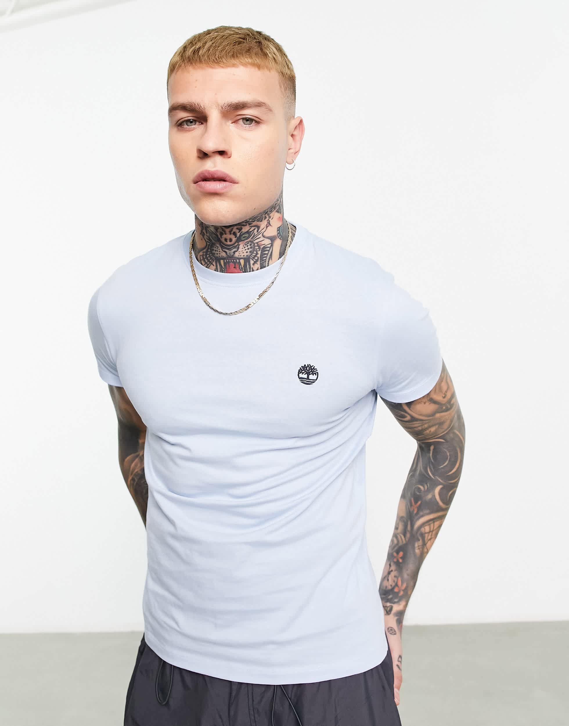Timberland dunstan river small logo t-shirt in slim fit sky blue