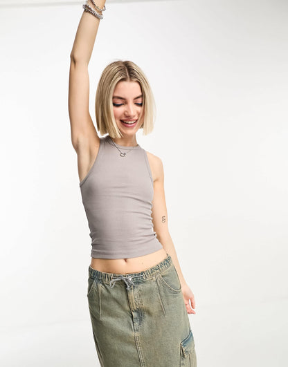 COLLUSION rib vest in light grey