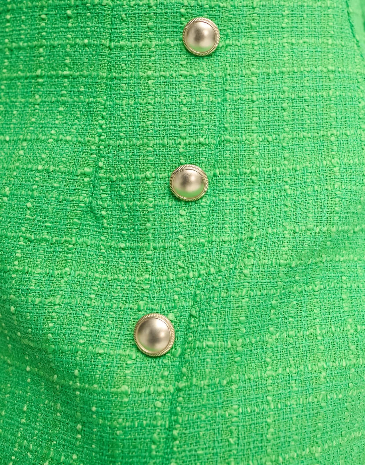 ONLY Petite tweed button detail skirt co-ord with side split in green