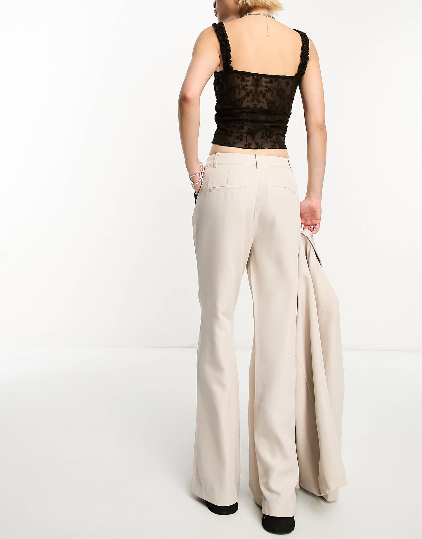 Only flared tailored trousers co-ord in stone