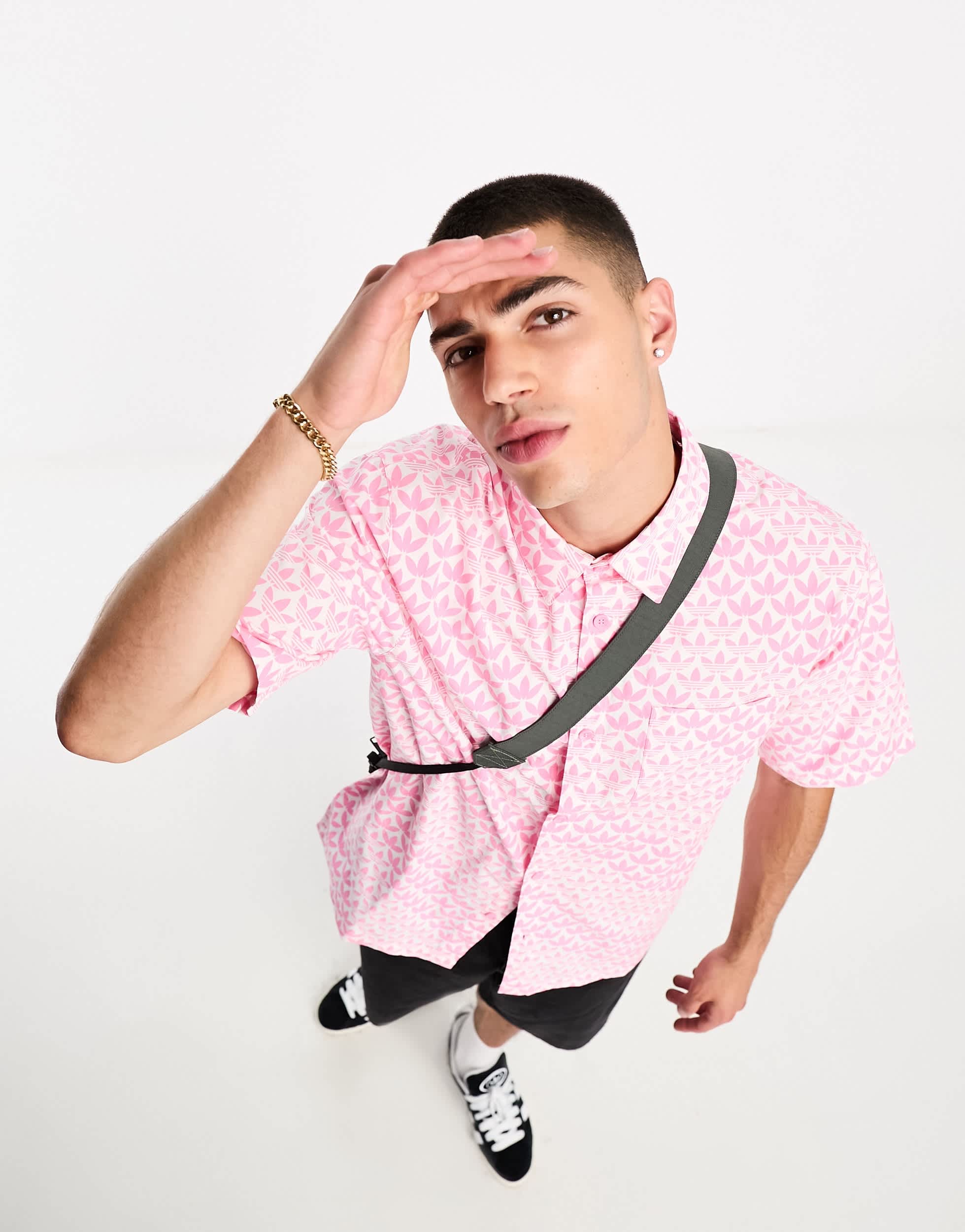 adidas Originals Monogram shirt in pink