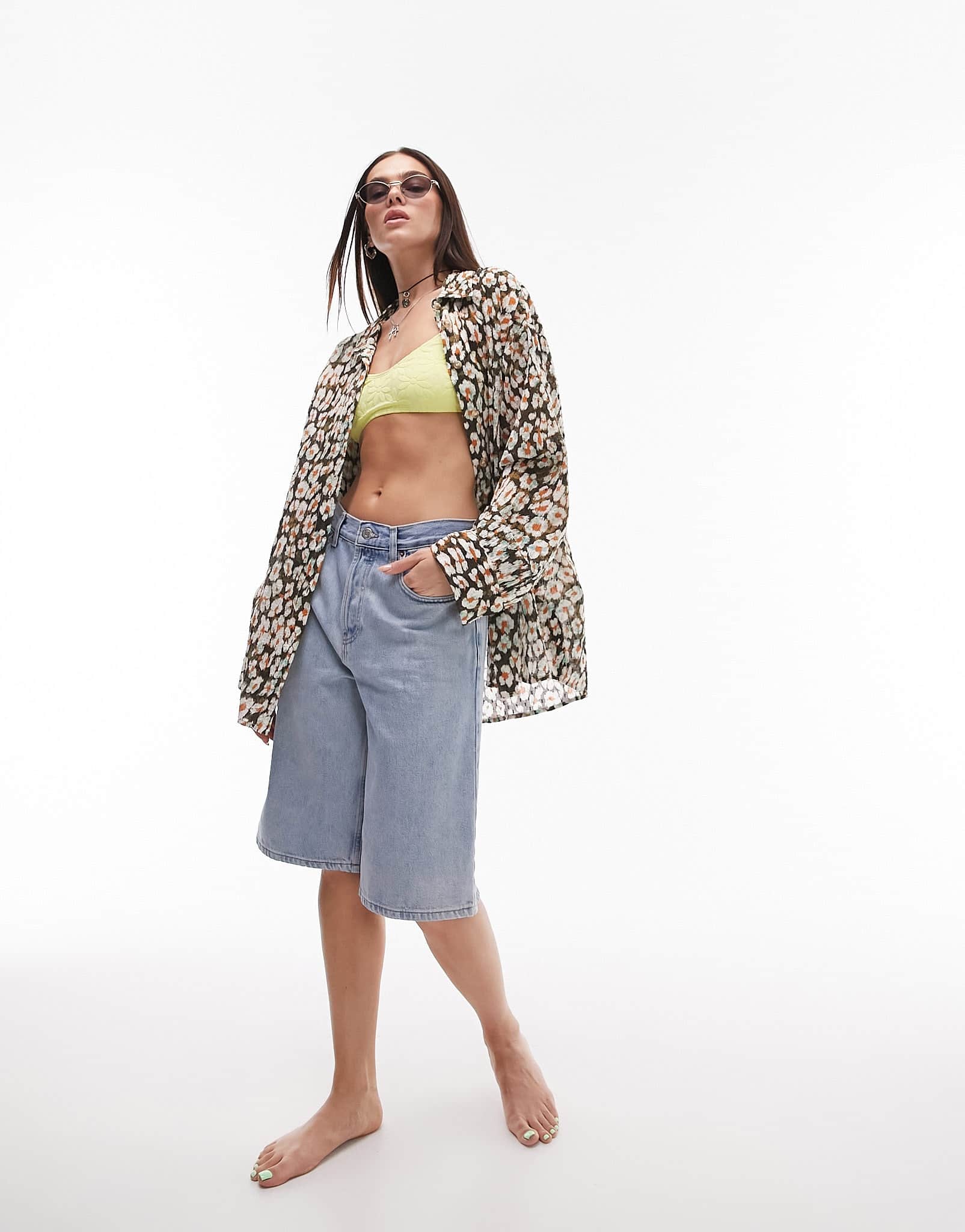 Topshop leopard print beach shirt
