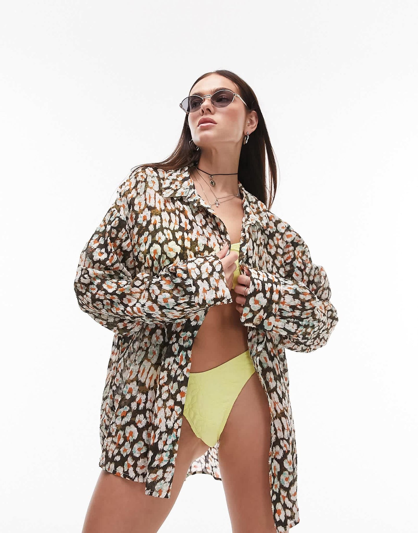 Topshop leopard print beach shirt