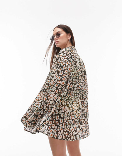 Topshop leopard print beach shirt