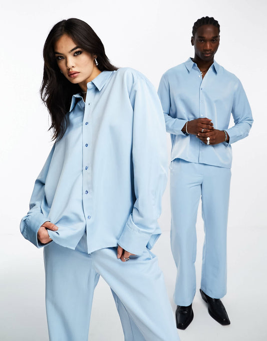 IQUALL unisex shirt co-ord in baby blue