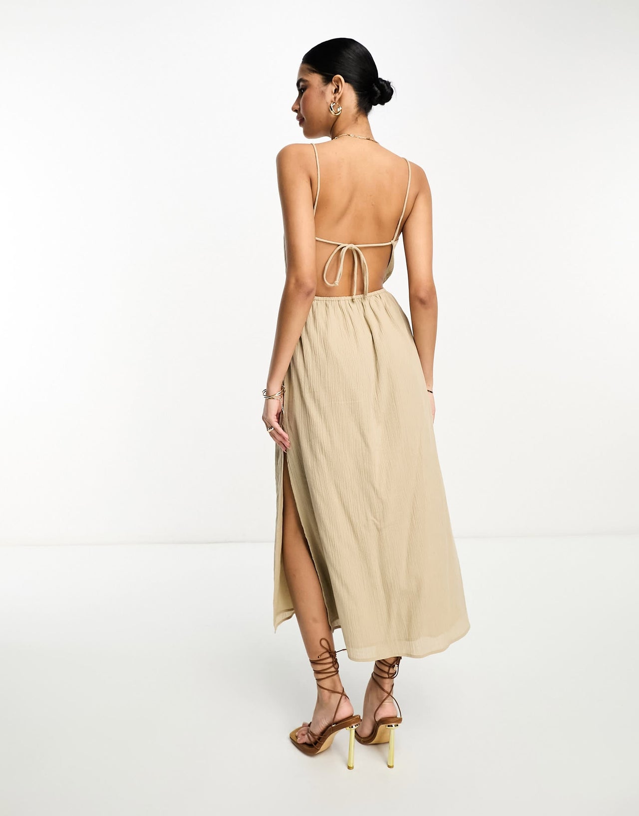 Pretty Lavish cut-out midaxi dress in stone