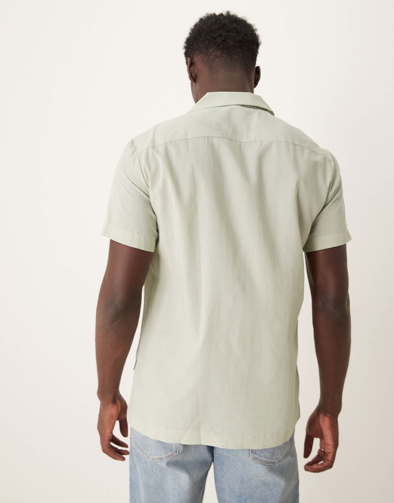 Selected revere collar shirt in sage