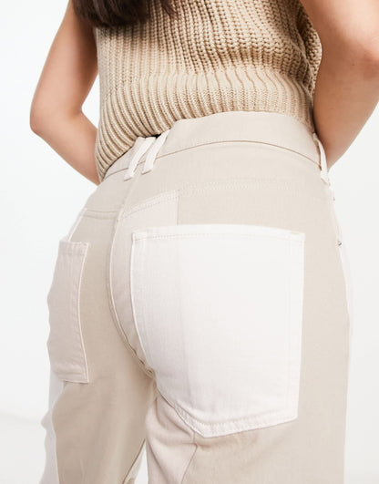 ASOS DESIGN  baggy  jean in neutral patchwork