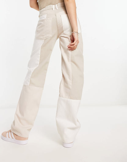 ASOS DESIGN  baggy  jean in neutral patchwork