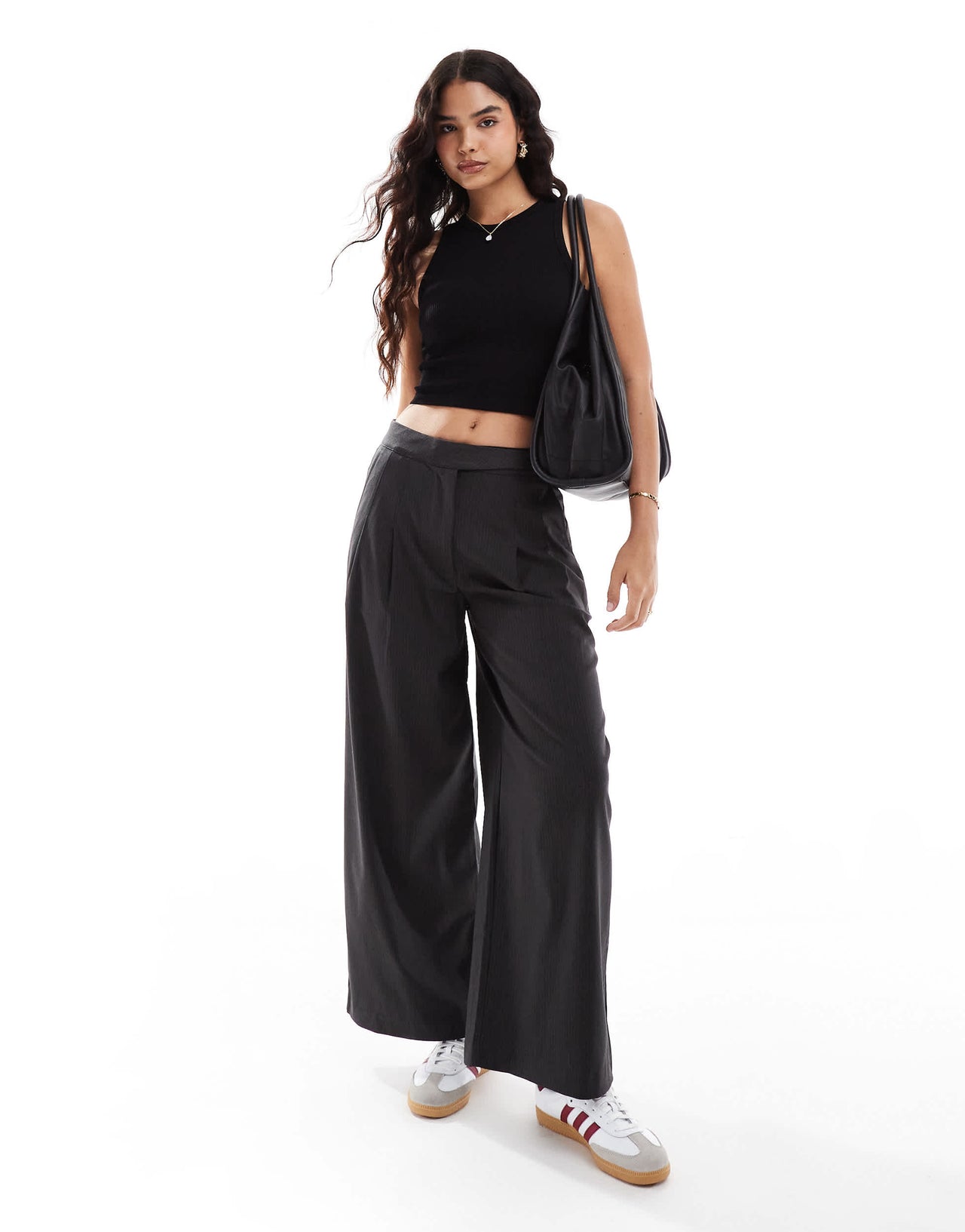 Stradivarius high neck seamless ribbed vest top in black