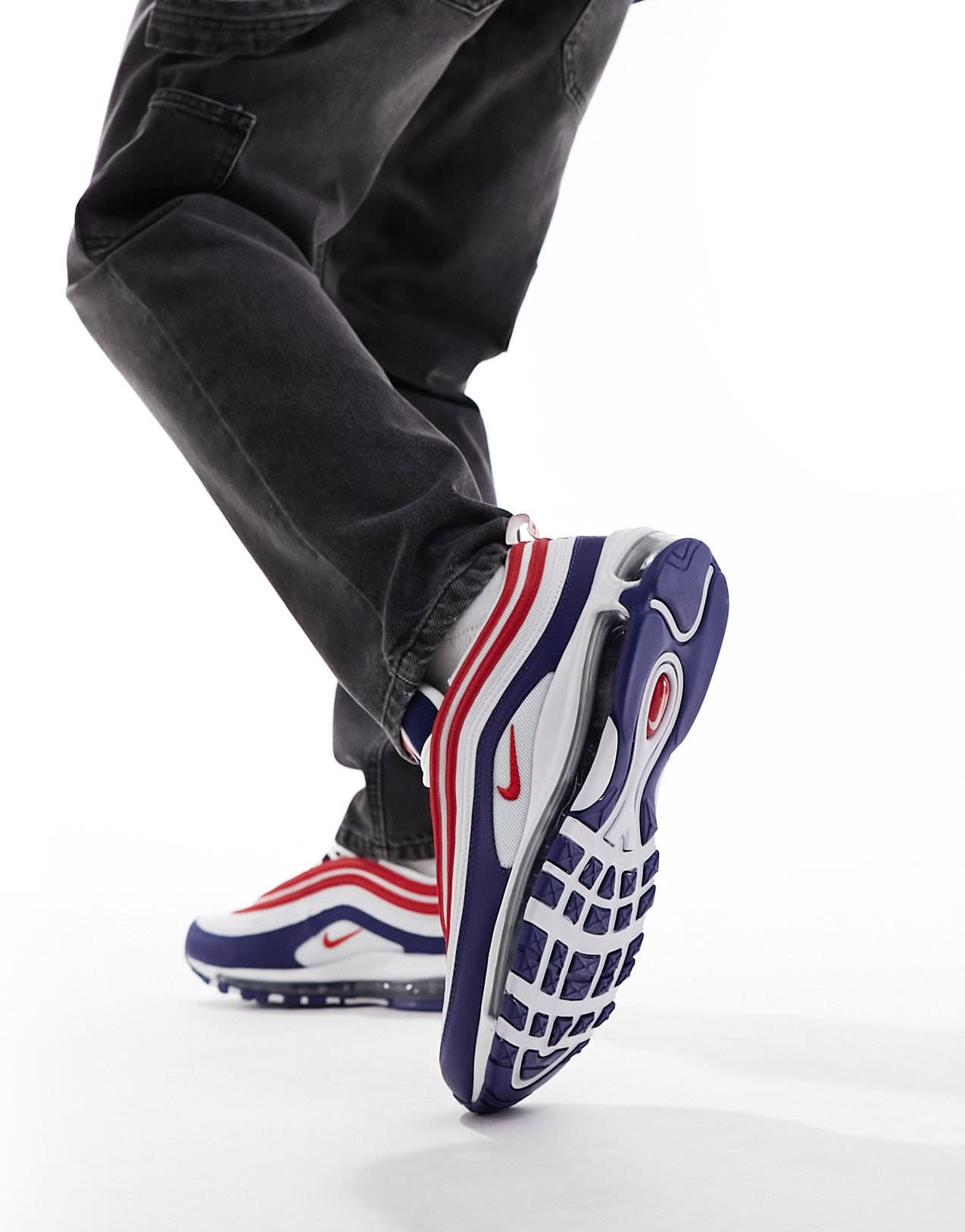 Nike Air Max 97 trainers in blue and red