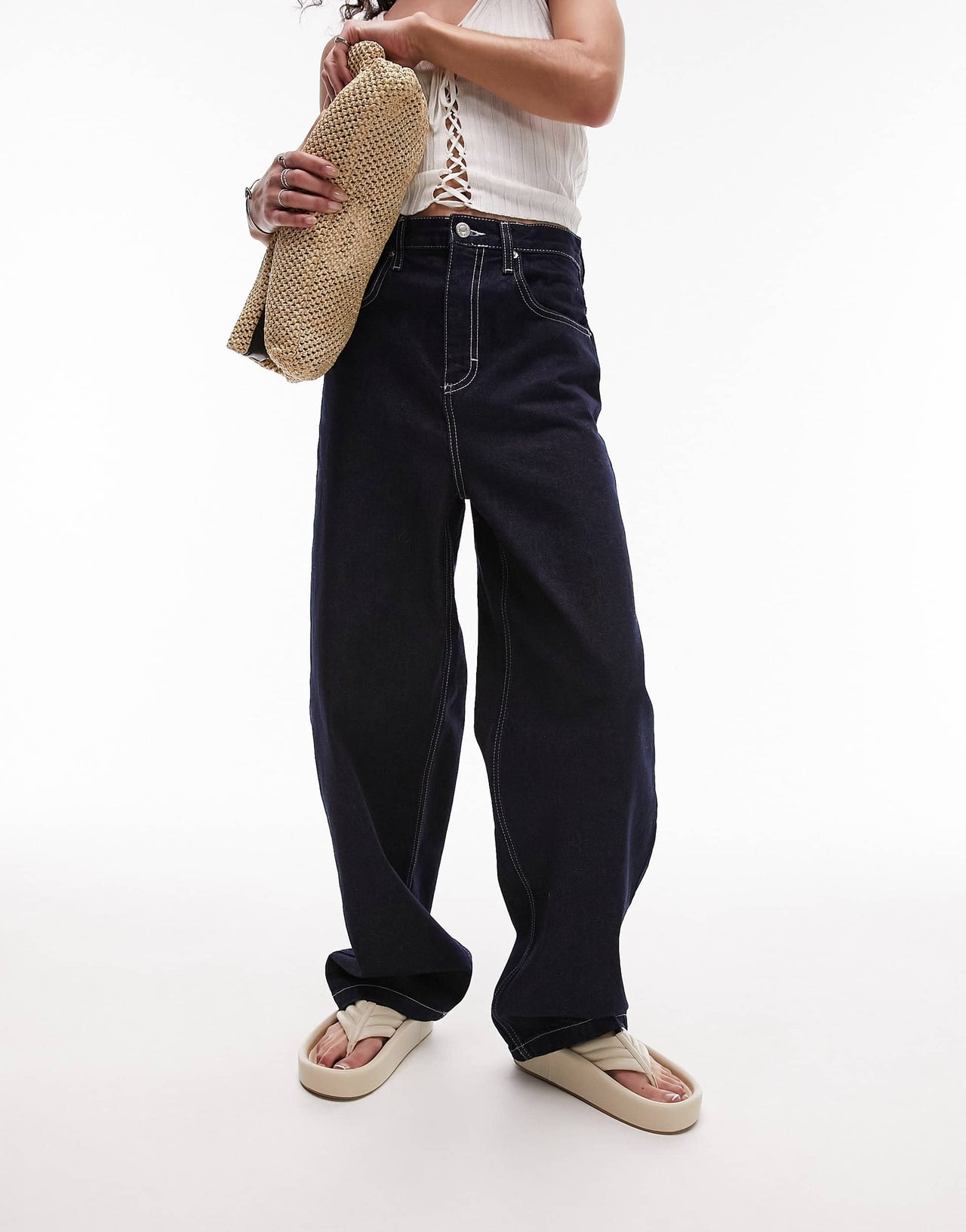 Topshop Baggy high rise jeans in indigo