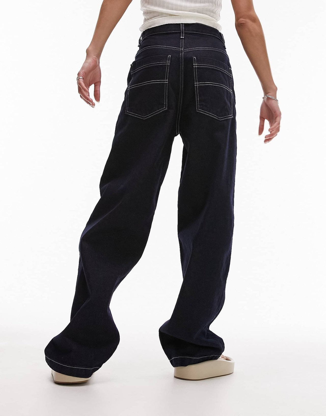 Topshop Baggy high rise jeans in indigo