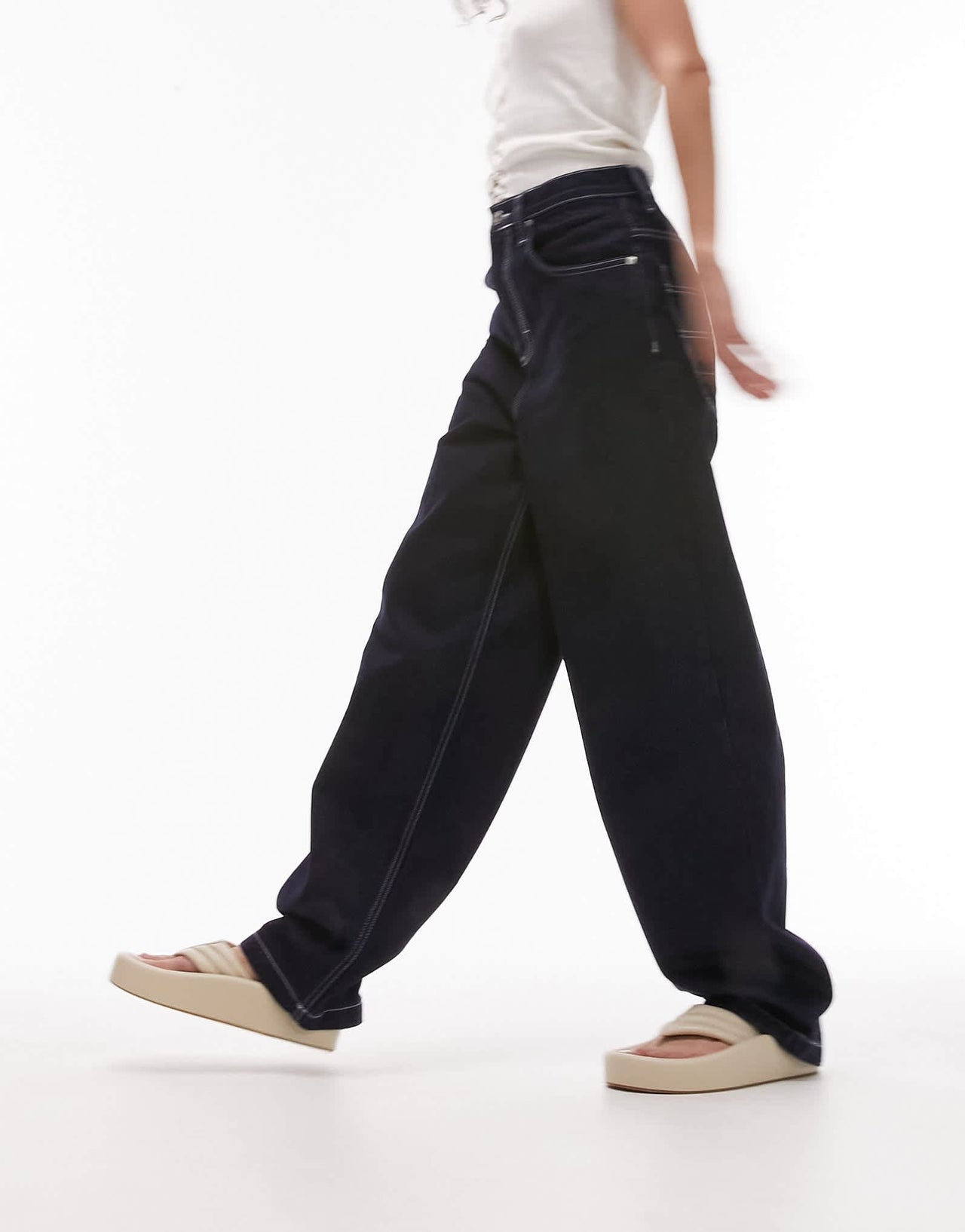 Topshop Baggy high rise jeans in indigo