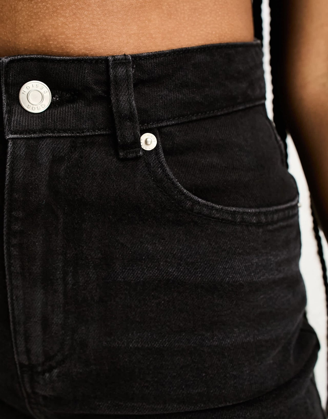 ASOS DESIGN Tall denim comfort mom short in washed black