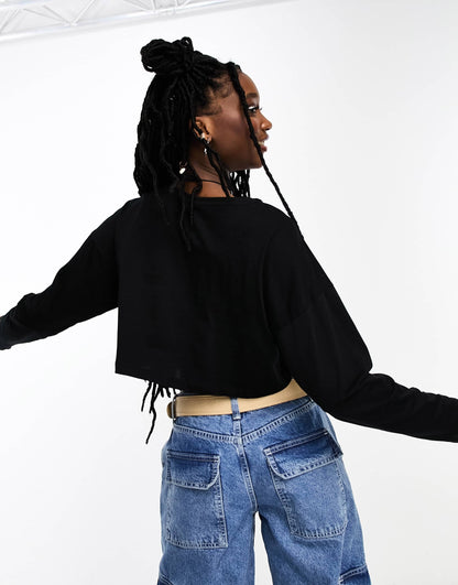 Noisy May butterfly motif t-shirt in black