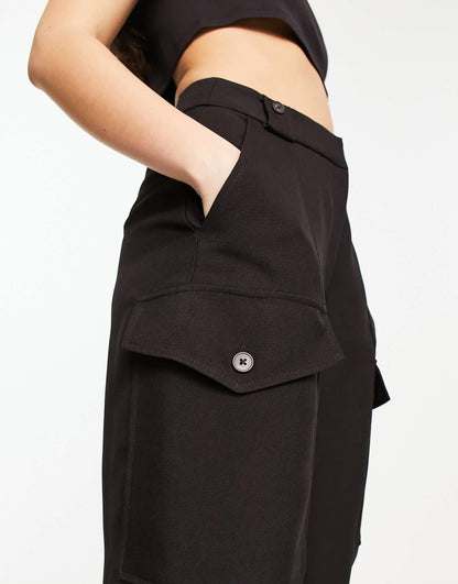 River Island utility peg trouser in black