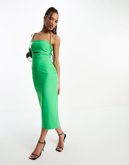 Forever New bandeau cut out midi dress in green