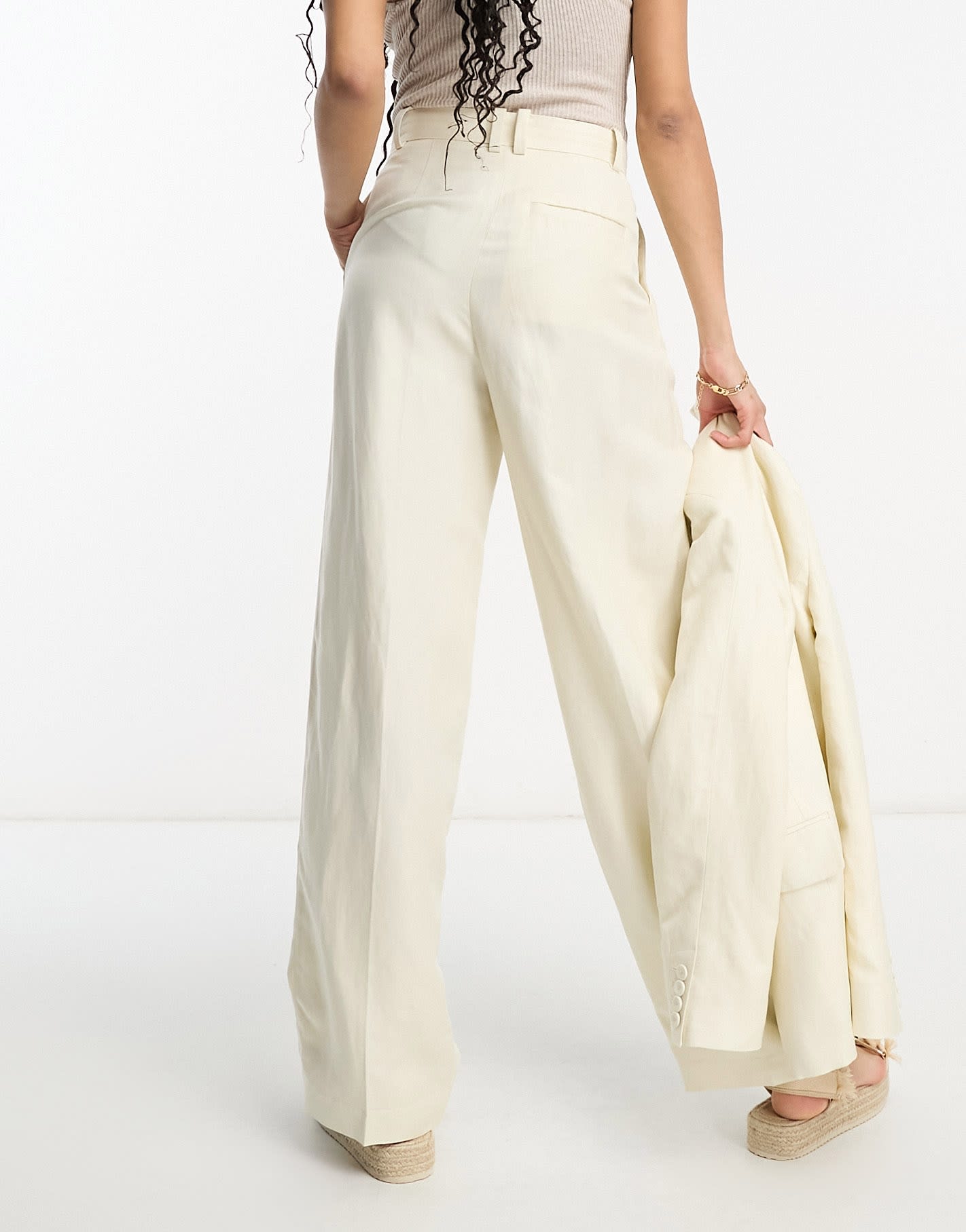 & Other Stories co-ord linen blend tailored trousers in white