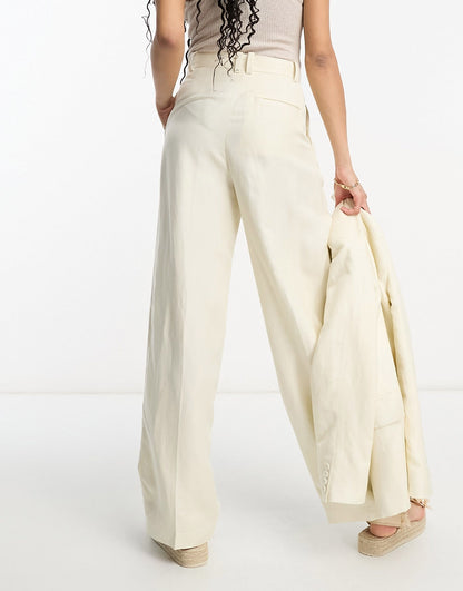& Other Stories co-ord linen blend tailored trousers in white