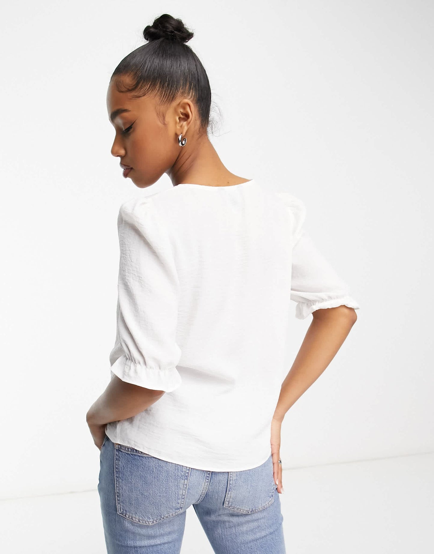 New Look button through blouse in white