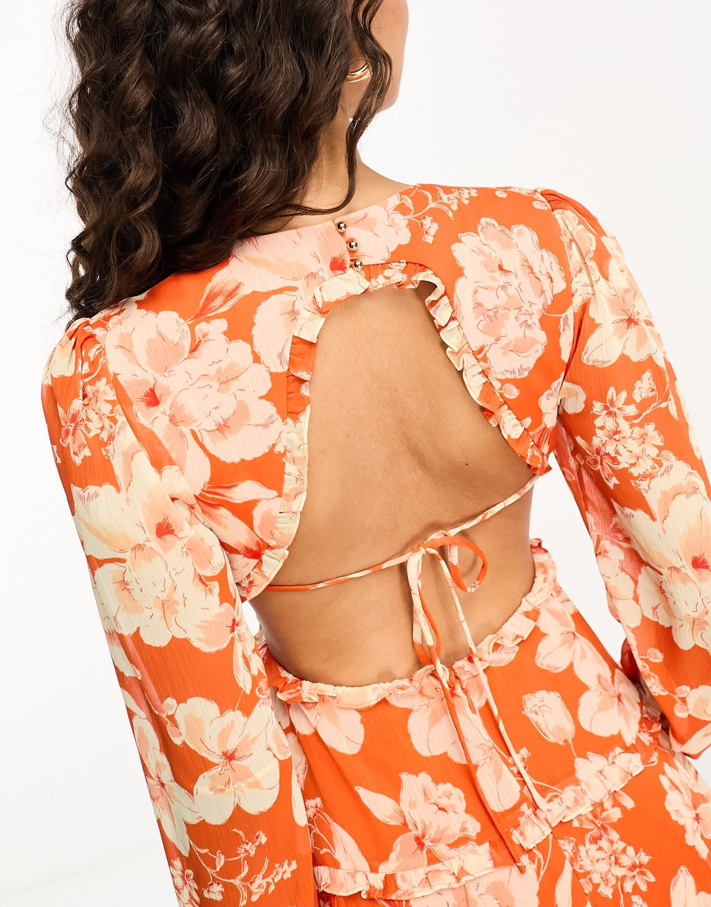 Ever New Petite backless floral skater mini dress in orange