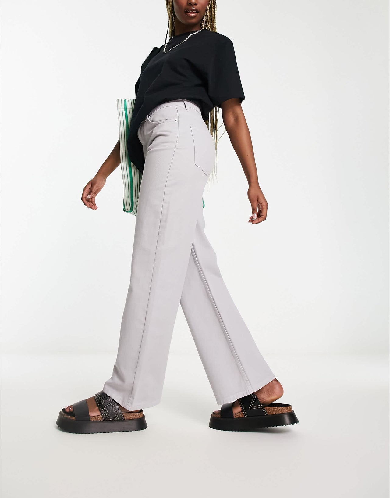 ASOS DESIGN wide leg dad jean in icey grey