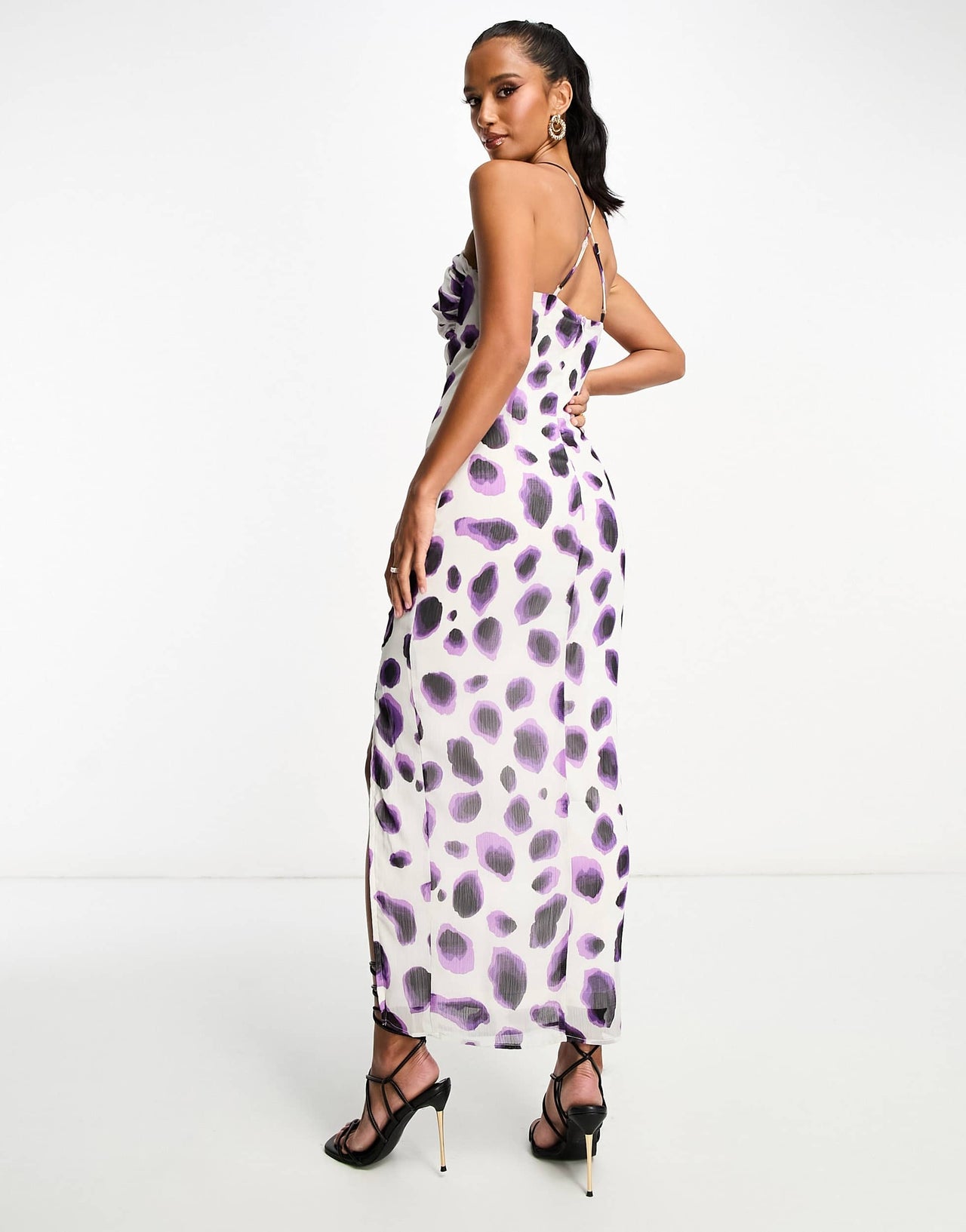 Vila Petite cami maxi dress in blurred purple spot print