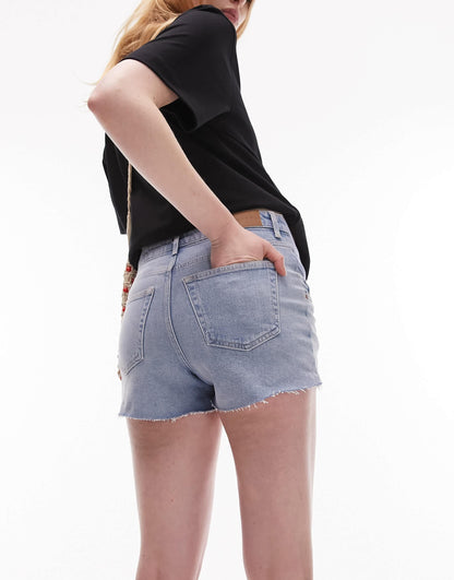 Topshop Maternity denim comfort stretch Mom shorts in bleach