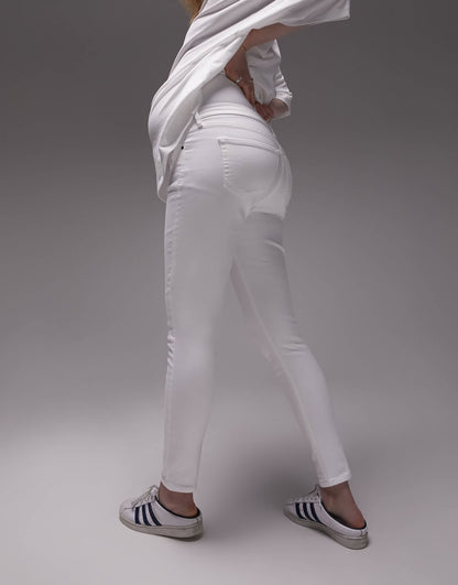 Topshop Maternity Jamie high rise overbump jeans in white