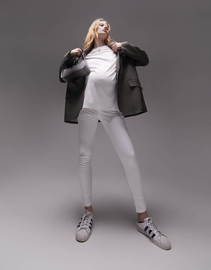 Topshop Maternity Jamie high rise overbump jeans in white