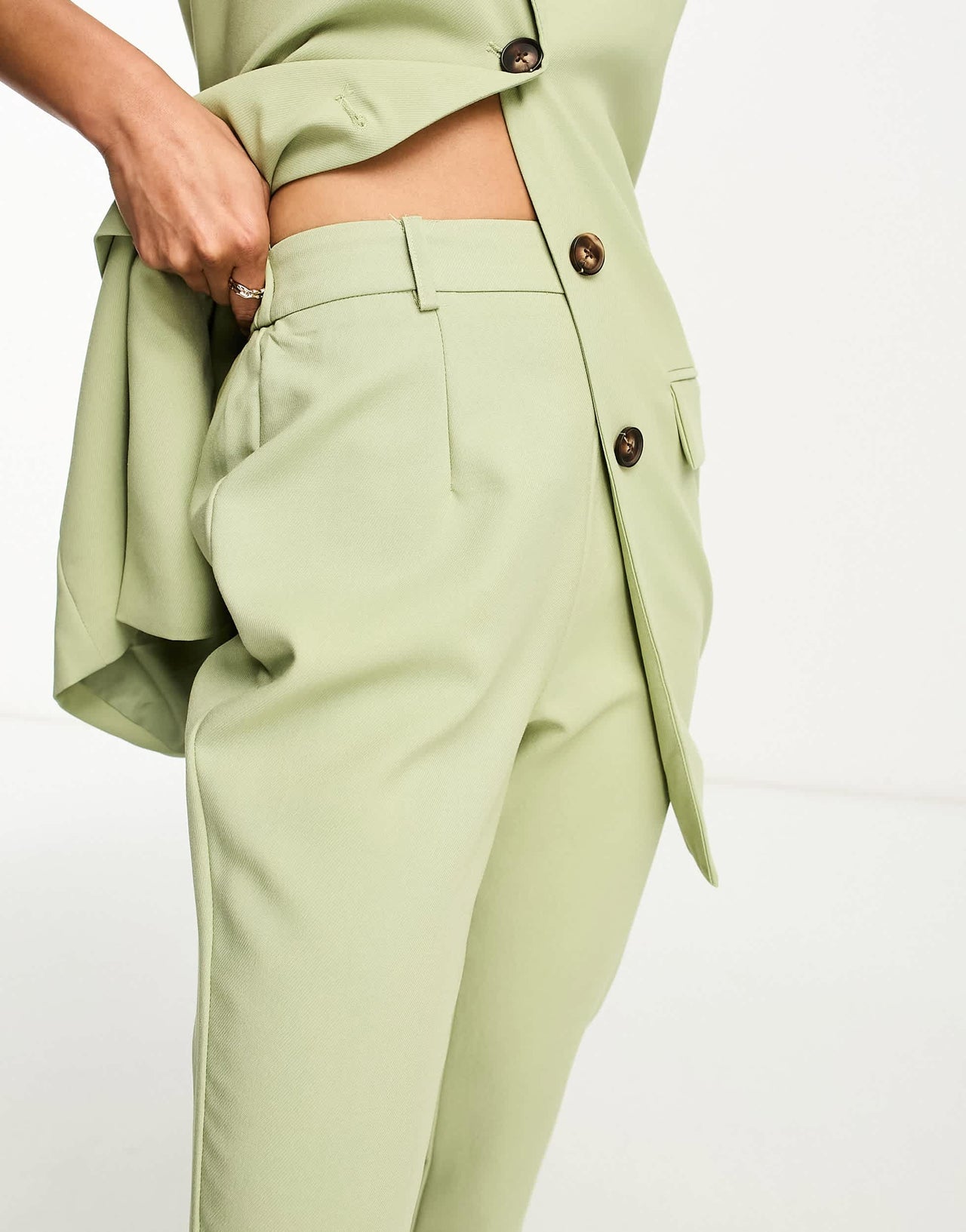 In The Style tailored flared trousers co-ord in sage