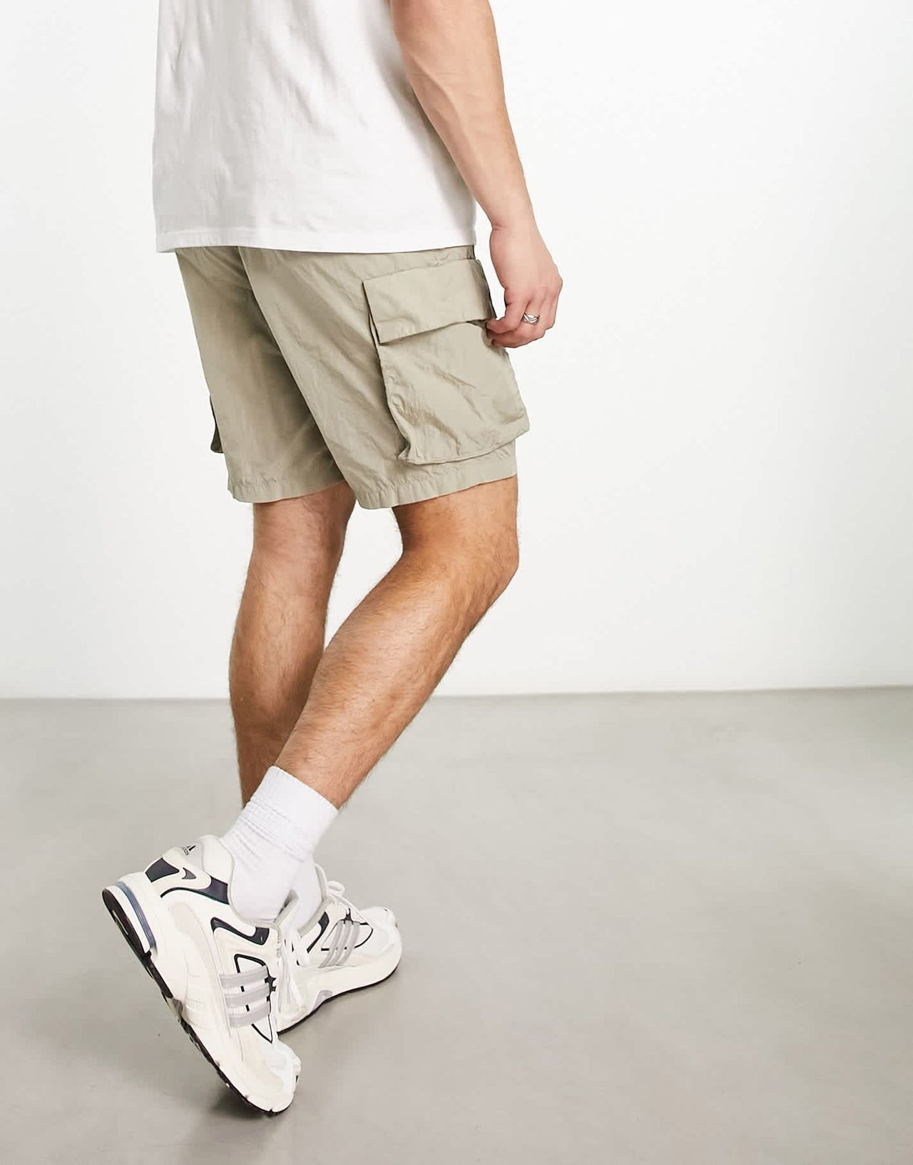 Marshall Artist krinkle nylon cargo shorts in beige