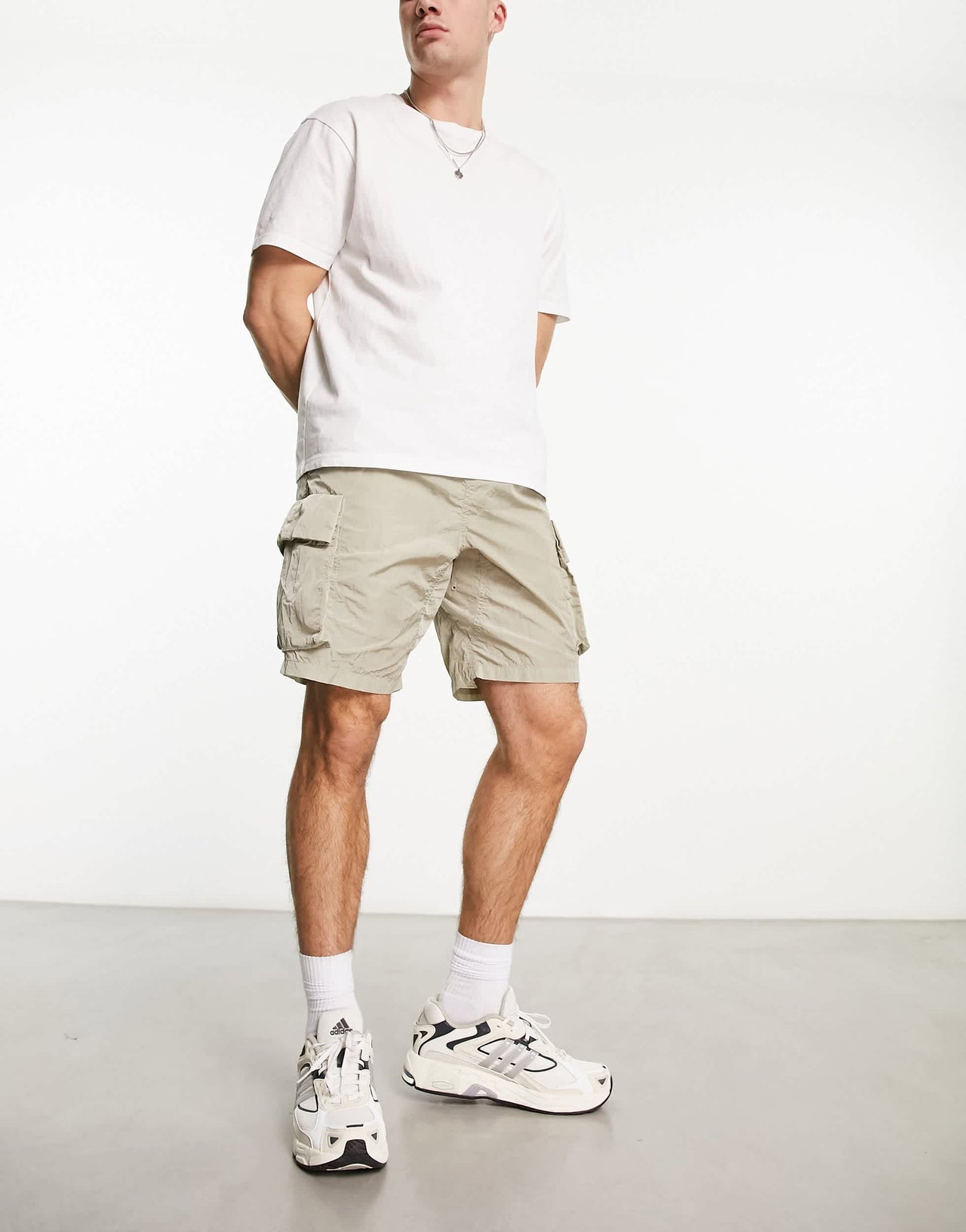 Marshall Artist krinkle nylon cargo shorts in beige