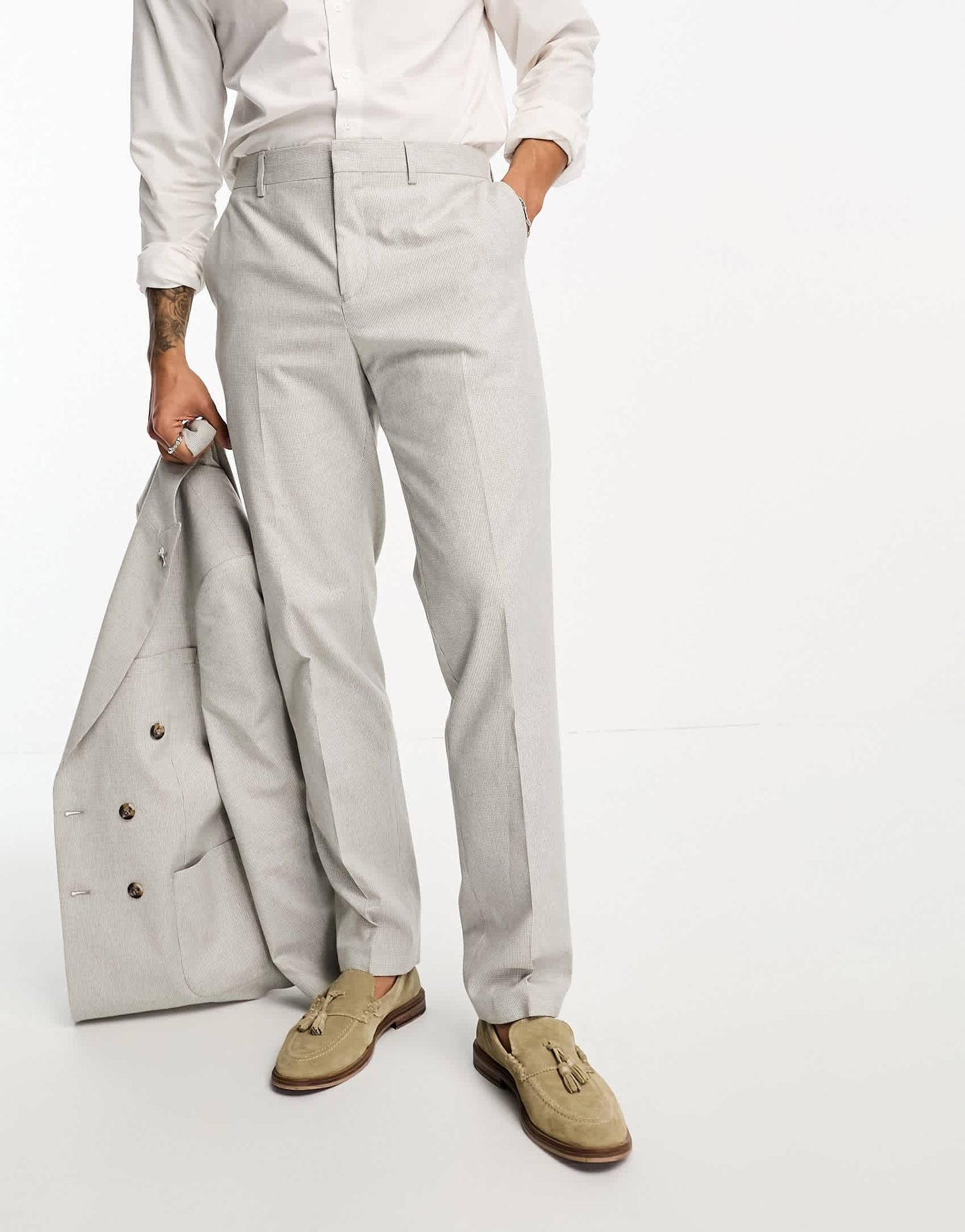 Shelby and Sons kenmal suit trousers in stone