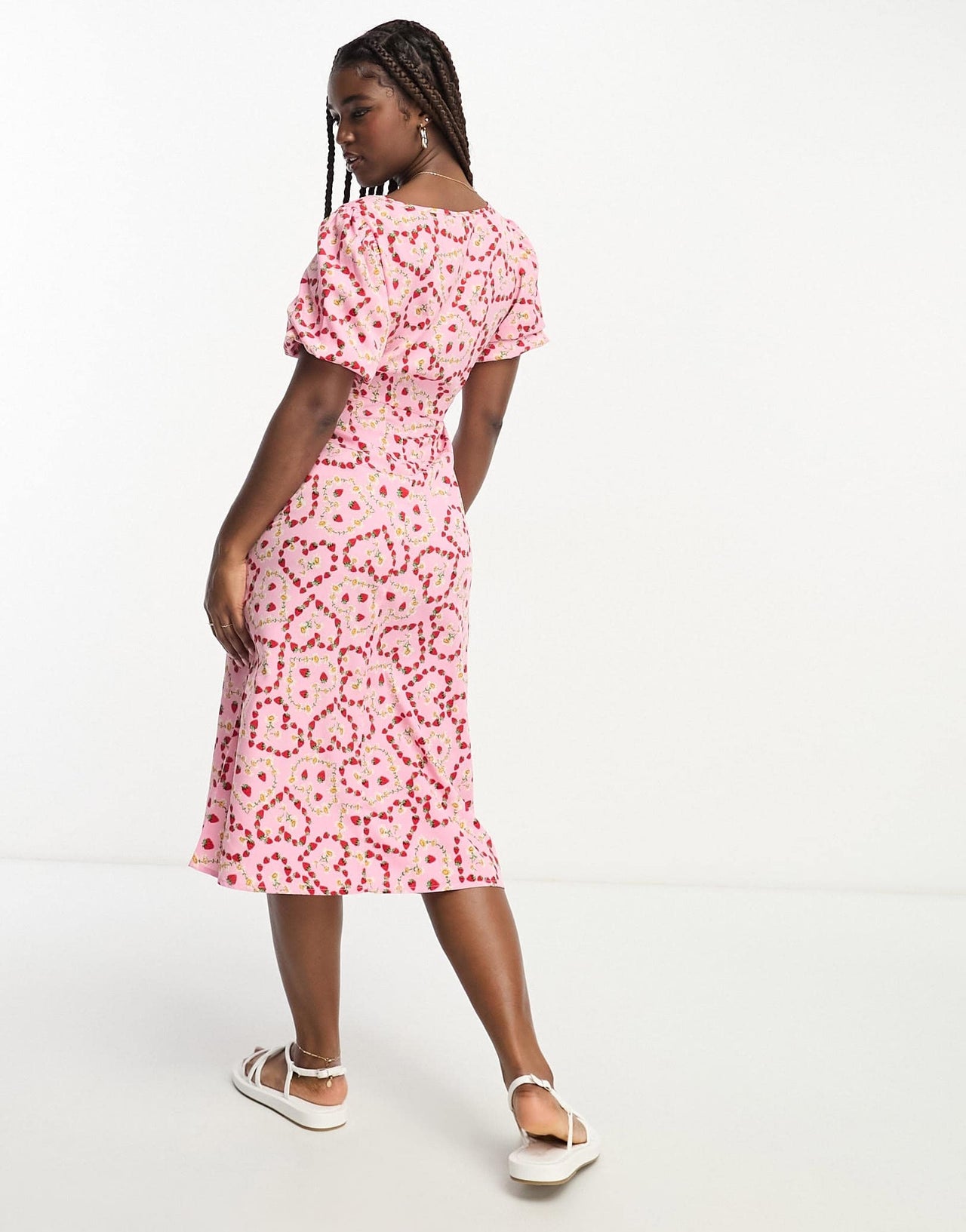 Influence tie front midi dress in heart print