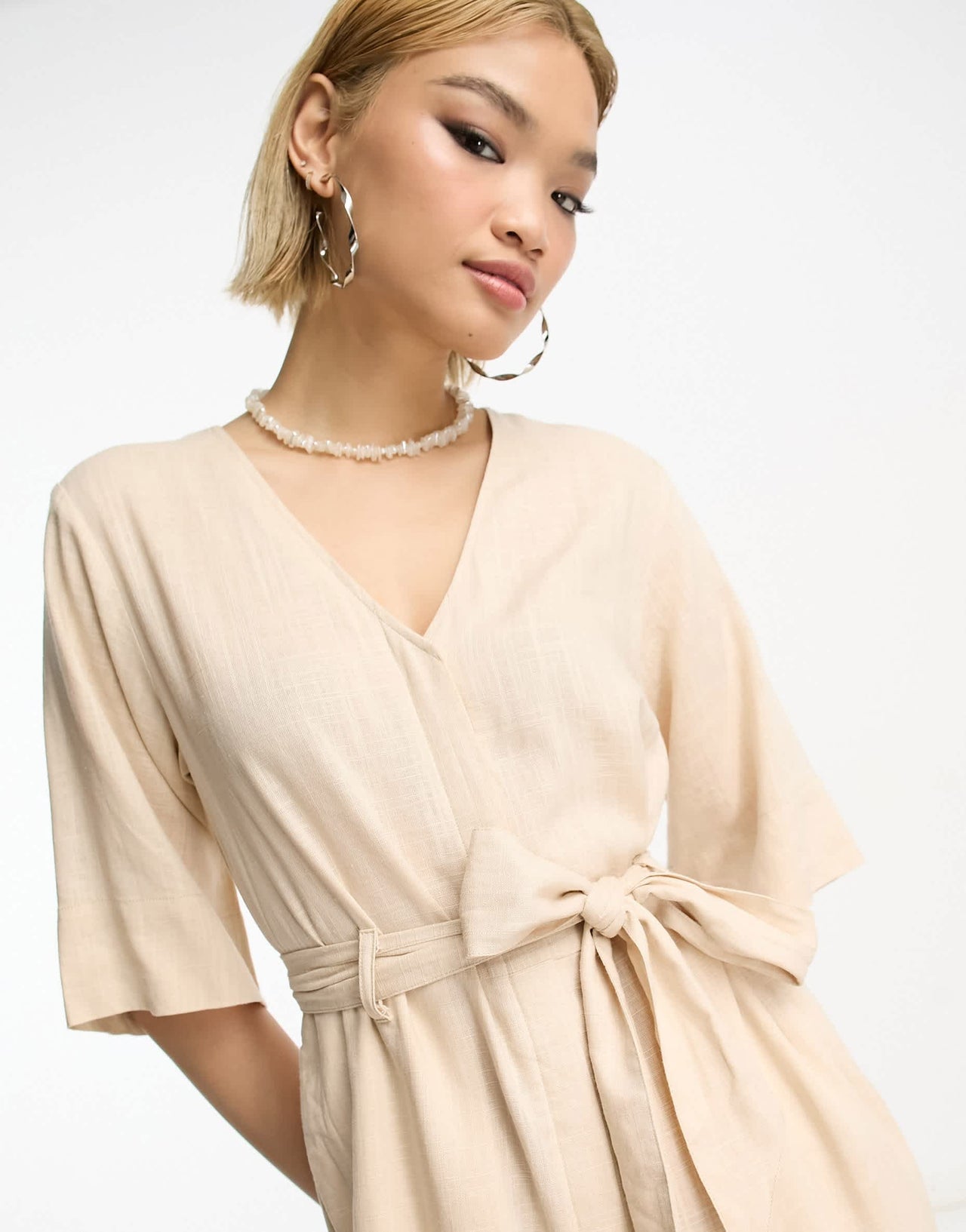Selected Femme linen touch jumpsuit in sand