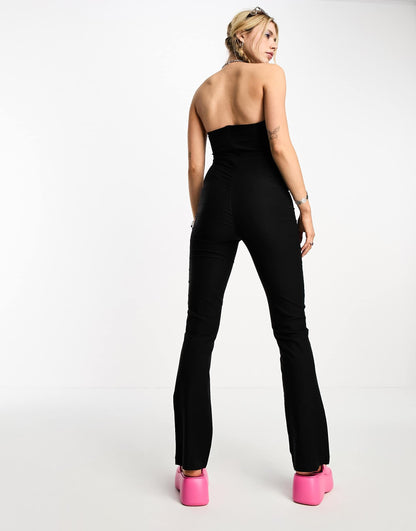 Heartbreak bandeau bengaline jumpsuit in black