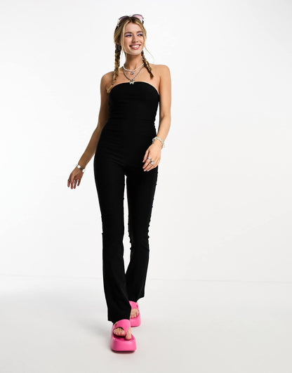 Heartbreak bandeau bengaline jumpsuit in black