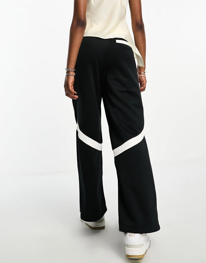 Jordan heritage wide leg popper trousers in black