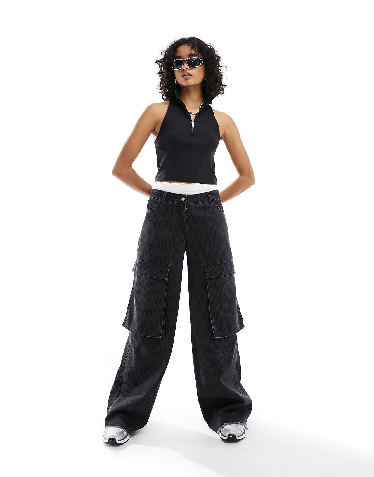 Jordan flight club mock neck tank top in black