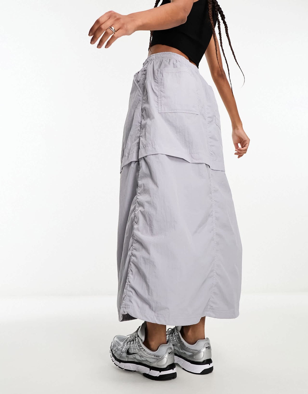 Nike Sport Utility woven cargo maxi skirt in pewter grey