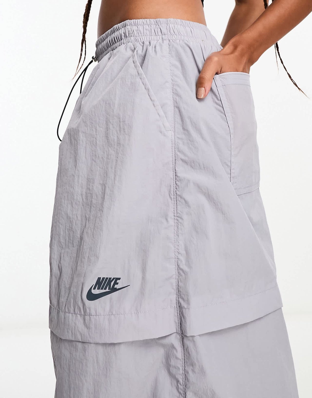 Nike Sport Utility woven cargo maxi skirt in pewter grey