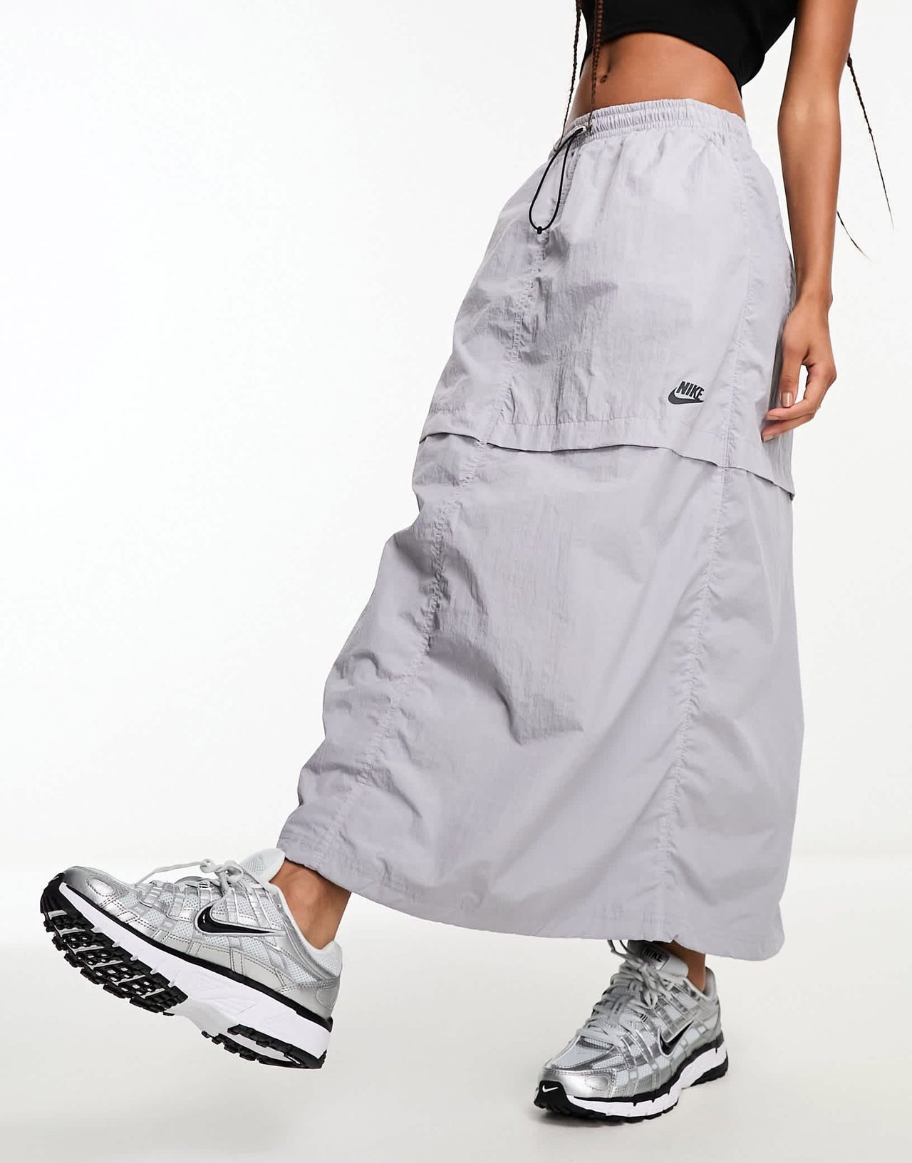 Nike Sport Utility woven cargo maxi skirt in pewter grey