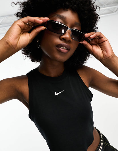 Nike Essential ribbed cropped vest in black