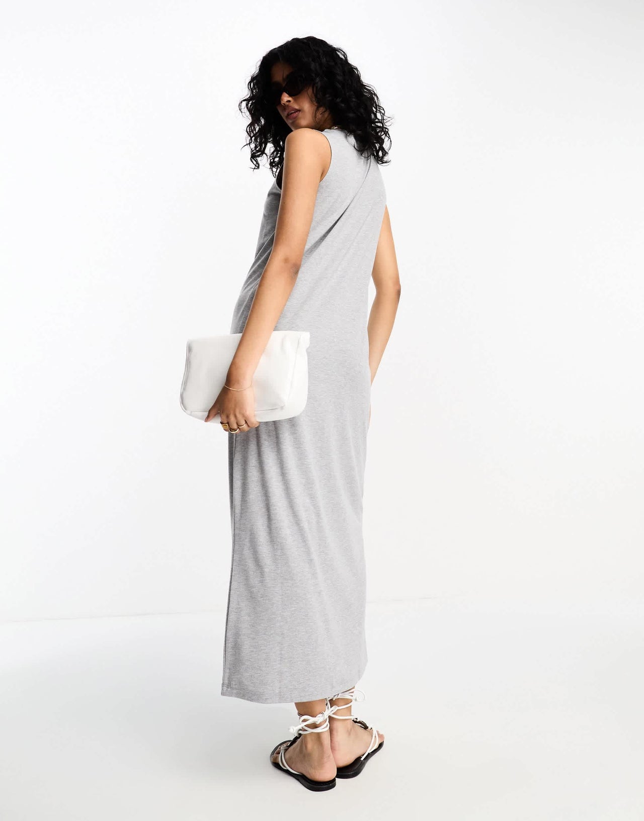 ASOS DESIGN sleeveless maxi dress in grey marl