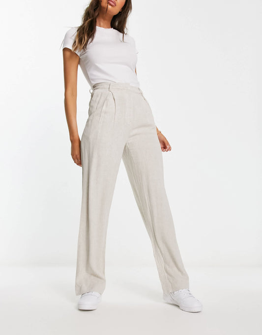 Weekday Lilah linen mix trousers in stone